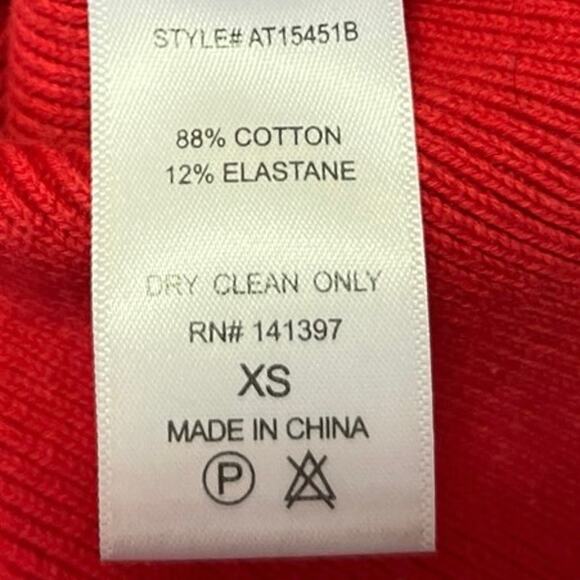 ASTR The Label Red Ribbed Long Puff Sleeve Square Neck Sweater Crop Top Size XS - Picture 5 of 5